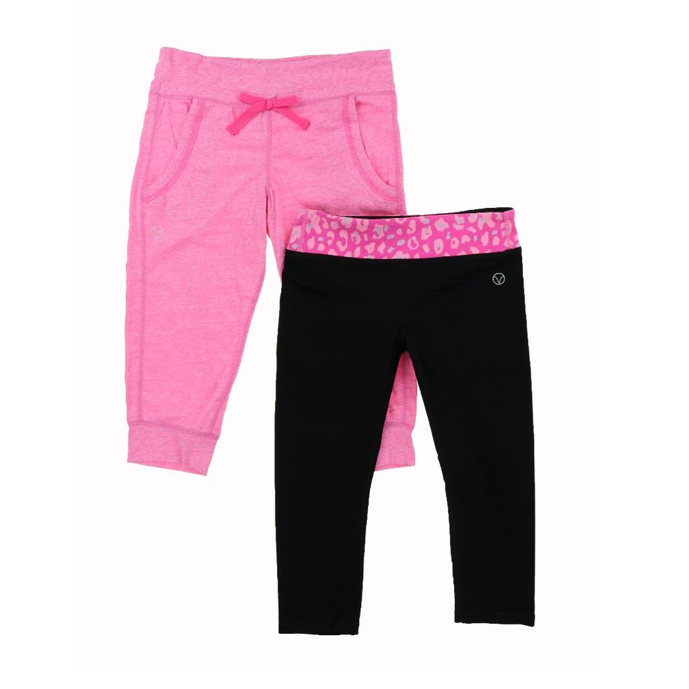 Vigoss Girls 2 Piece Yoga and Pant Set, Pink/Black